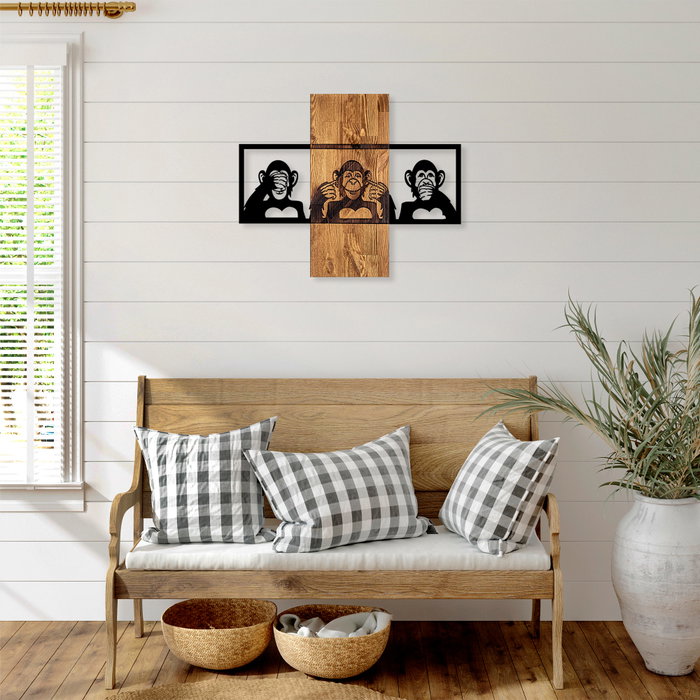 Wallity MA-300 Accesorio Decorativo de Pared de Madera y Metal Nogal y Negro Wallity MA-300 Accesorio Decorativo de Pared de Madera y Metal Nogal y Negro